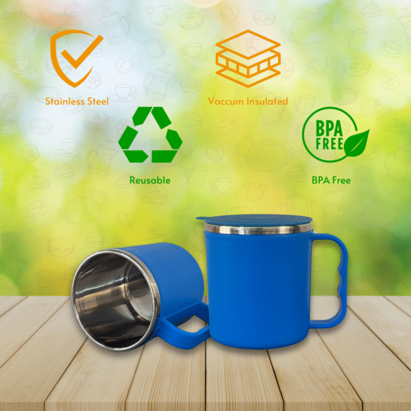 Customised Coffee Mug With Lid (Blue Colour)