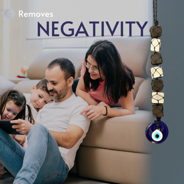 Evil Eye Hanging with Black Tourmaline and Selenite - Image 4