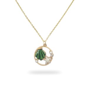 Green Shell and Star Pendant Necklace
