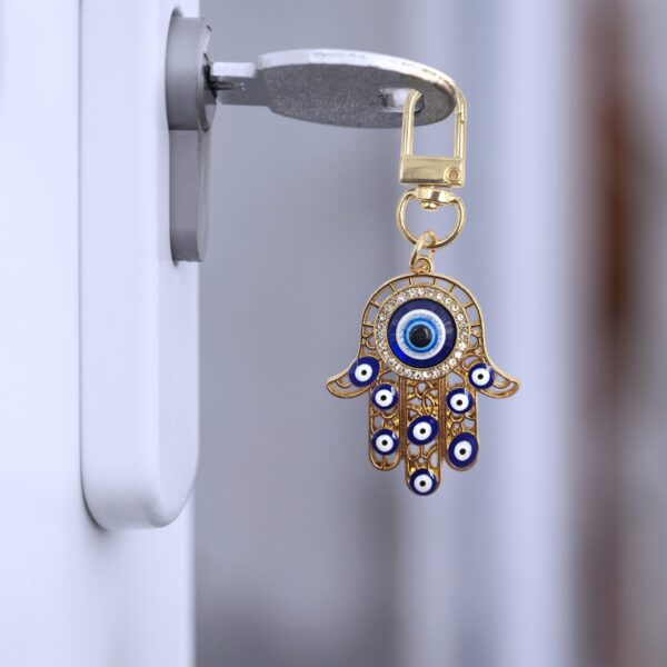 Hamsa Hand Evil Eye Charm (Blue & Gold) - Image 4
