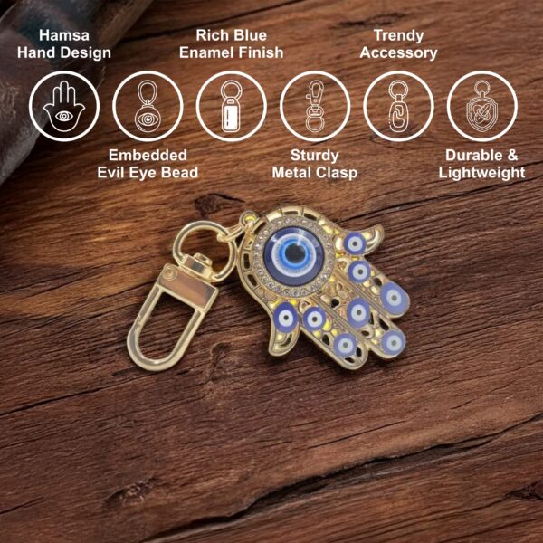 Hamsa Hand Evil Eye Charm (Blue & Gold) - Image 3
