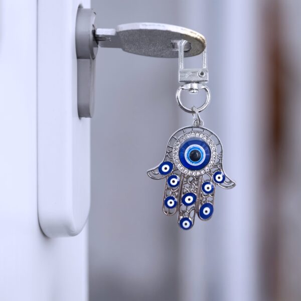 Hamsa Hand Evil Eye Charm (Blue & Silver) - Image 3
