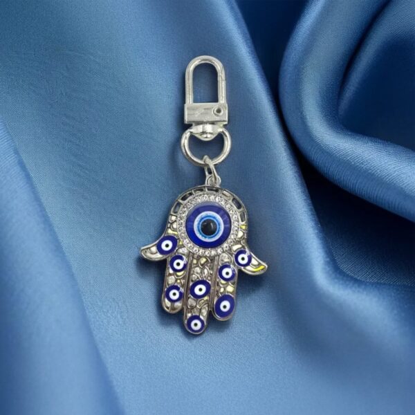 Hamsa Hand Evil Eye Charm (Blue & Silver) - Image 4