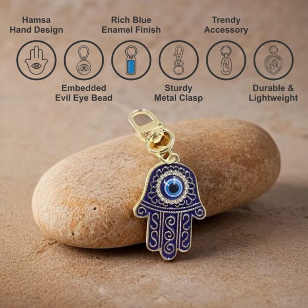 Hamsa Hand Evil Eye Charm (Dark Blue & Gold) - Image 2