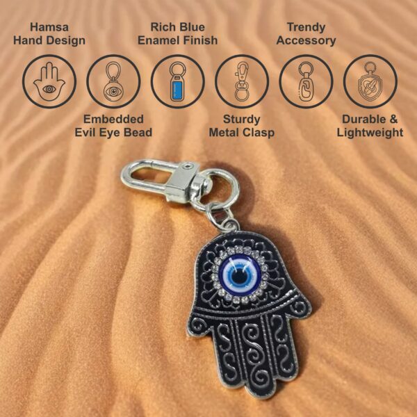 Hand Humza Keychain (Black & silver)