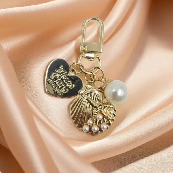 Heart & Conch Pearl Charm Keychain - Image 4