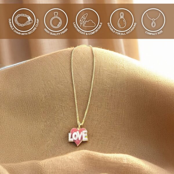 Red Heart "LOVE" Pendant Necklace - Image 2