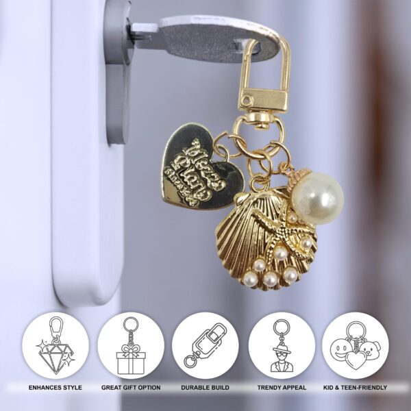 Shell & Pearl Charm Keychain - Image 2