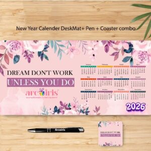 Personalised Deskmat Calendar, Coaster & Pen Combo