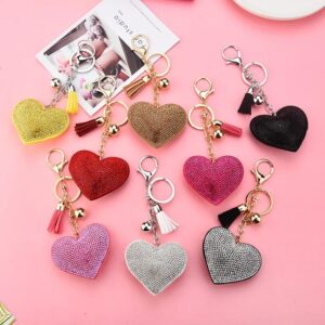 Creative Sequins Heart Pendant Tassel Key Chain