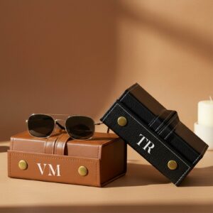 Personalised Travel Sunglasses Organizer 3 Slots Box for Men and Woman