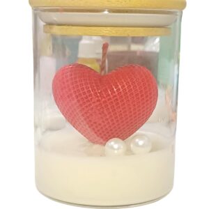 Jar candle with beautiful heart and pearl