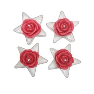 Star T light candle with rose(set of 4)