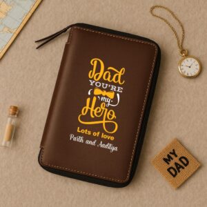 Personalized Zippered Travel Wallet – Just for Dad!