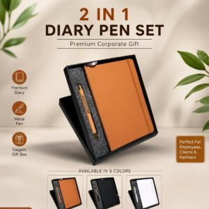 Customized Elastic Notebook Diary with Metal Ball Pen Set