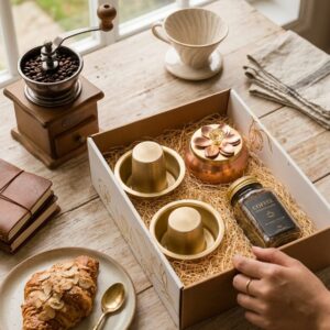 Copper jar and brass traditional glass set