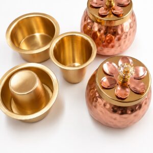 Copper hammer jar set of 2 brass tea cup