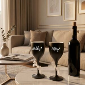 Unbreakable wine glass with customised name set of 2