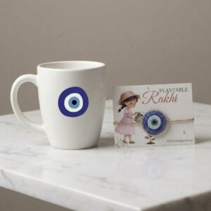 Evil eye mug with Rakhi