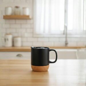 stylish ceramic mug with a natural cork base - 250ML