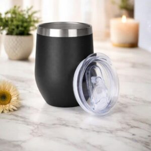 Sleek black stainless steel mug - 360ml