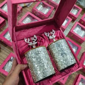 Aluminium silver finish box (set of 2)