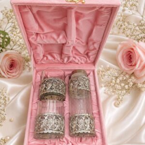 Floral German Silver Bottle Glass set