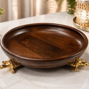 Wooden Tray With Tortoise 12"