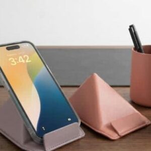Vegan Leather Collapsable Desk Top Mobile Holder