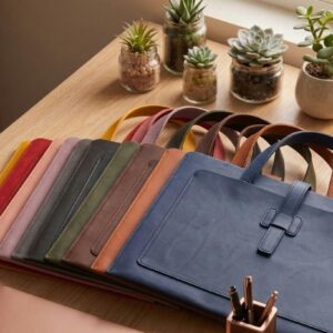 Vegan Leather Handle Carry Laptop Sleev (35cm×26cm)